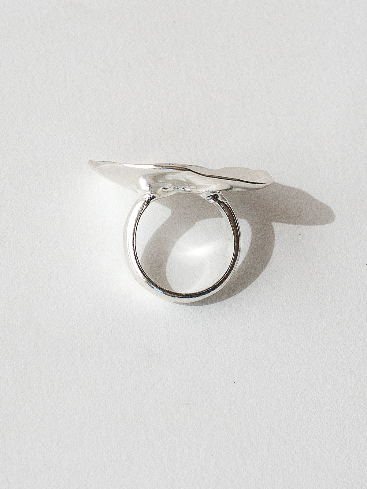 A sculptural statement ring in solid silver handmade by Michelle Ross in Toronto, Canada