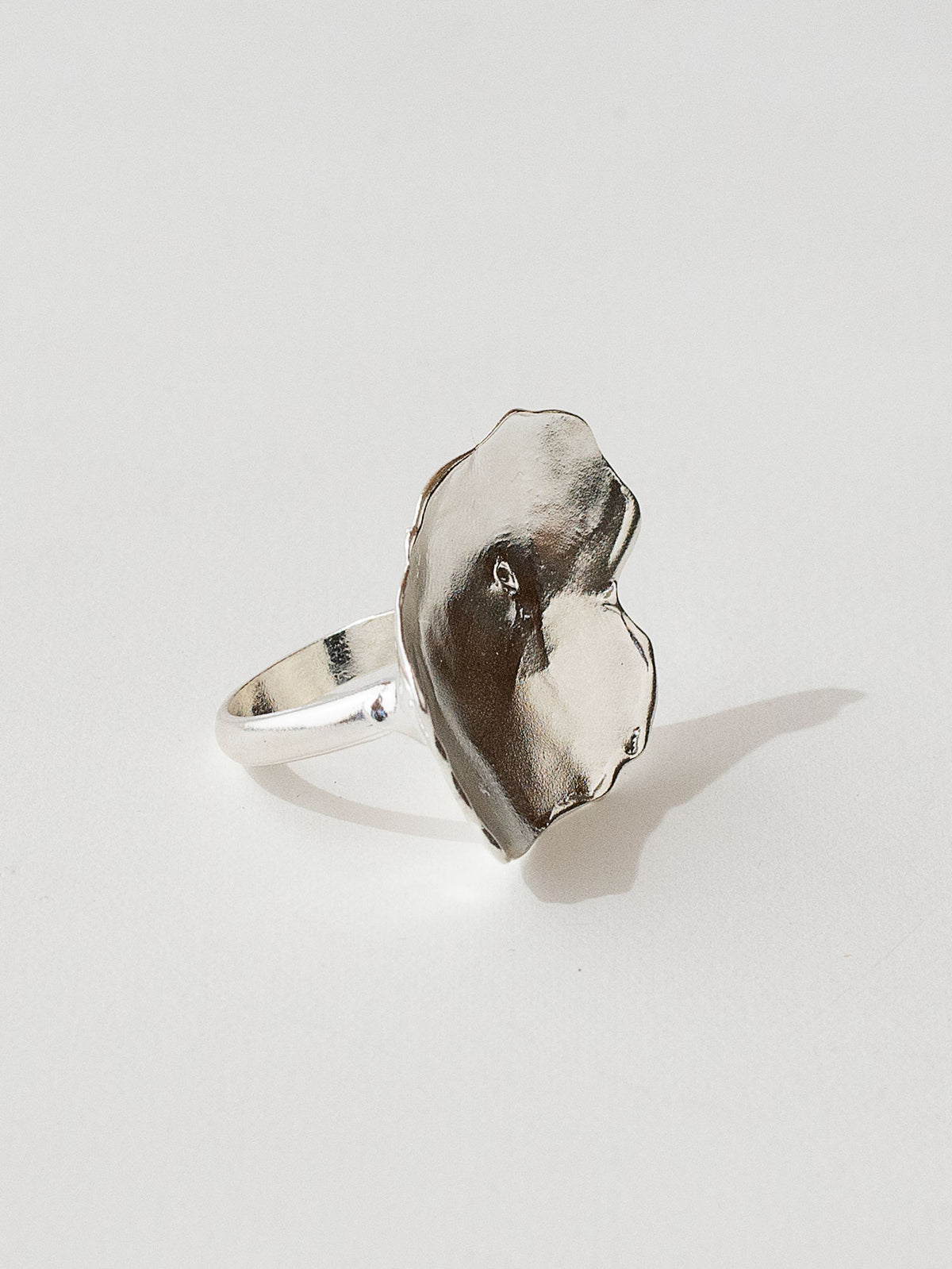 A sculptural statement ring in solid silver handmade by Michelle Ross in Toronto, Canada