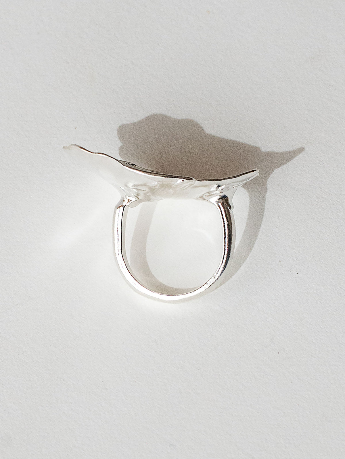 A sculptural statement ring in solid silver handmade by Michelle Ross in Toronto, Canada