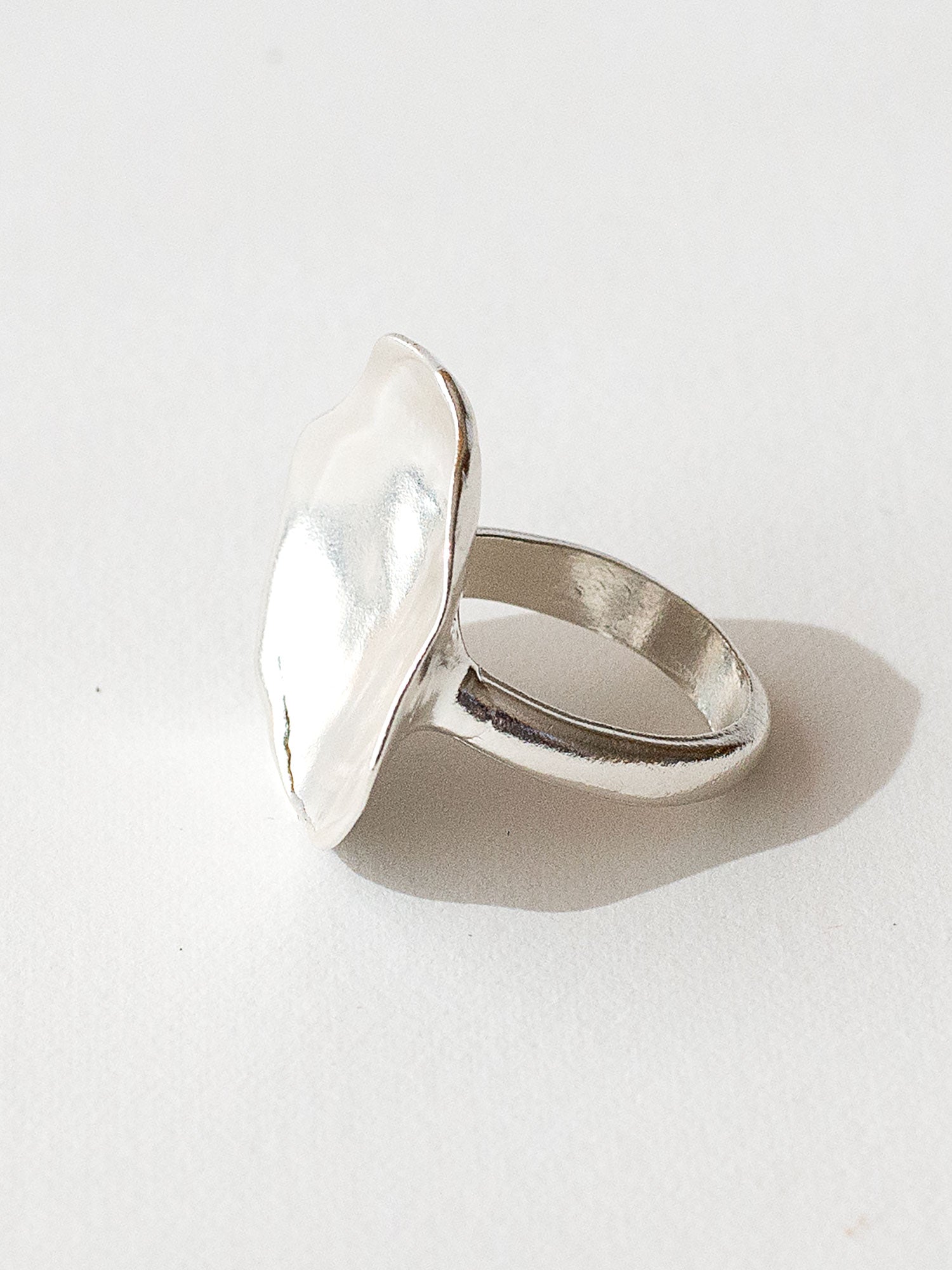 A sculptural statement ring in solid silver handmade by Michelle Ross in Toronto, Canada