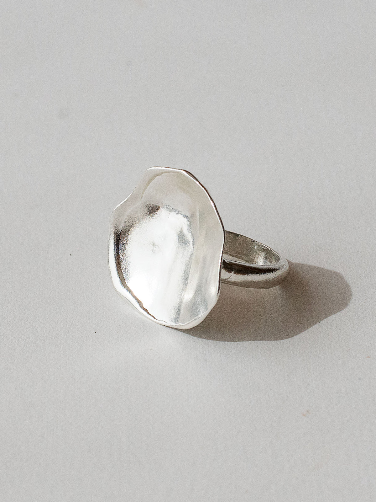 A sculptural statement ring in solid silver handmade by Michelle Ross in Toronto, Canada