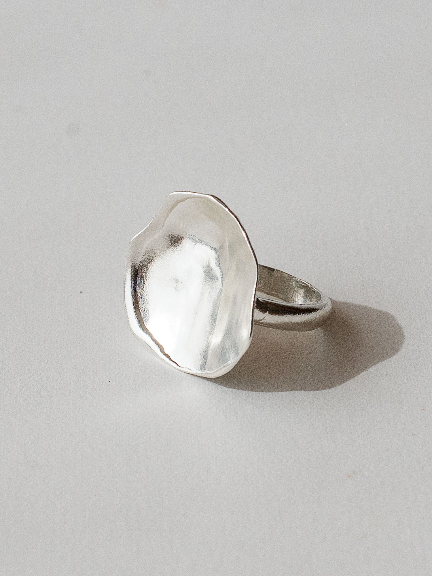 A sculptural statement ring in solid silver handmade by Michelle Ross in Toronto, Canada