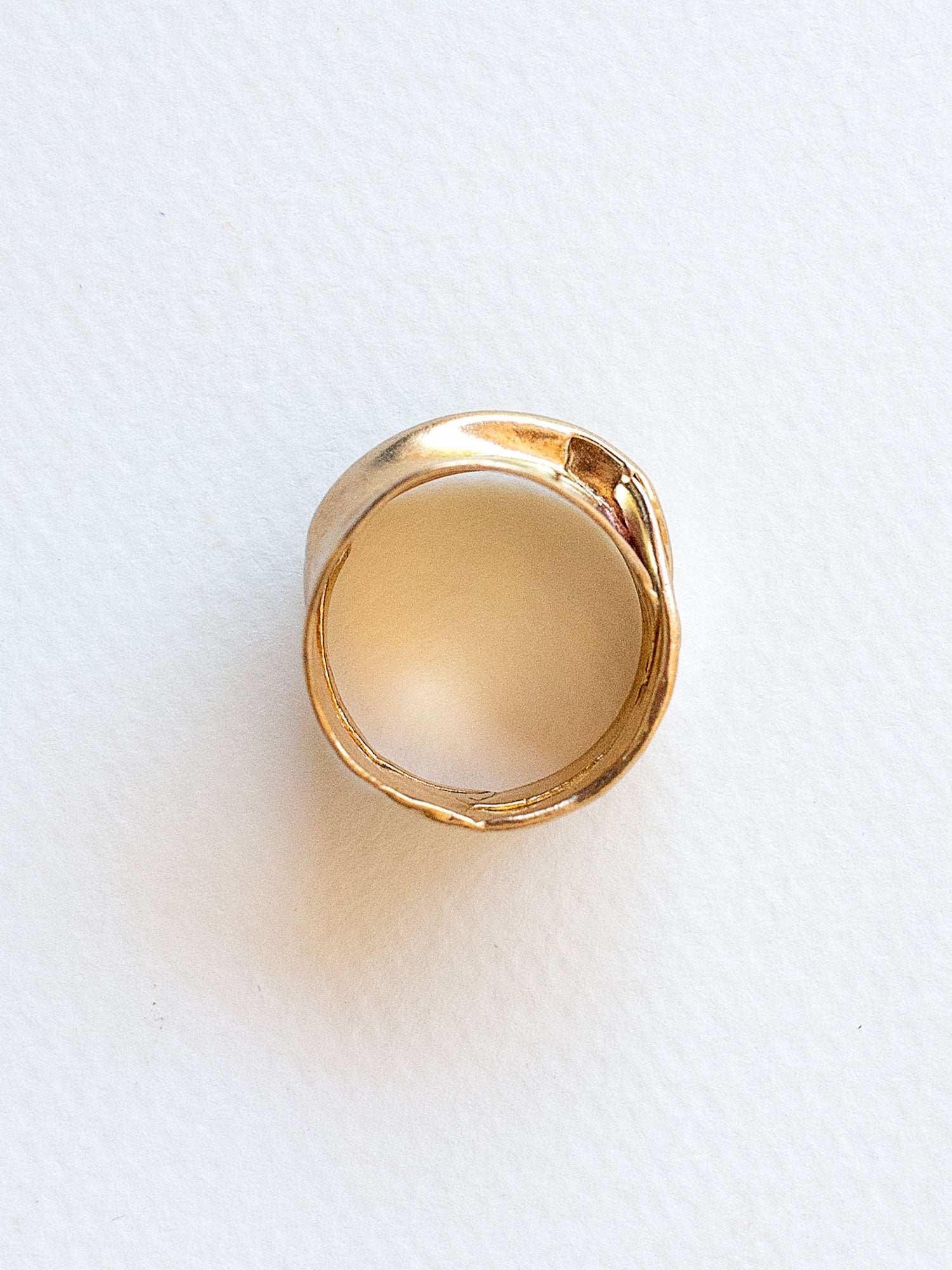 Wide gold coloured brass ring by canadian jewelry designer Michelle Ross