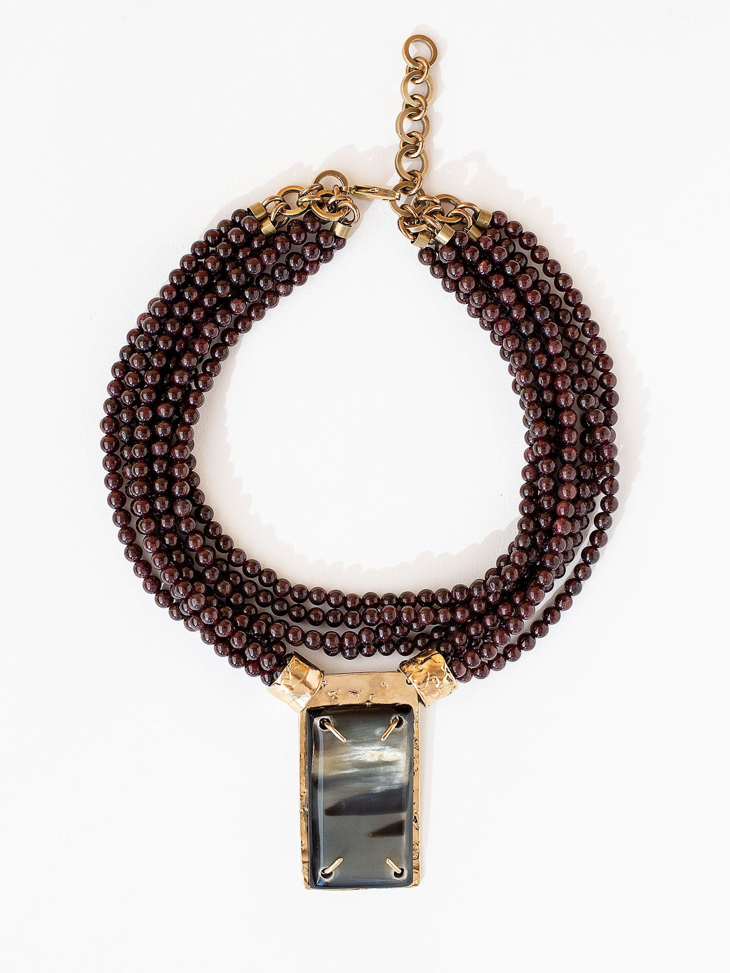 Reyna Garnet Horn Necklace Handcrafted Contemporary Jewellery Michelle Ross Studio
