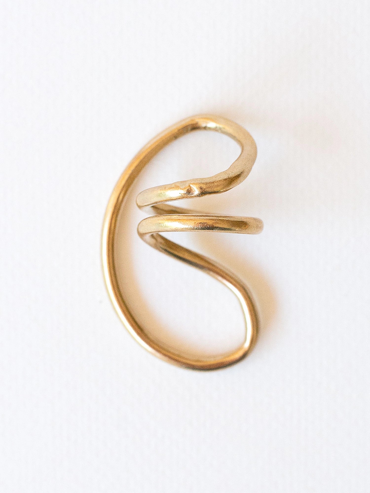 Brass spiral statement ring by Toronto Jeweler Michelle Ross