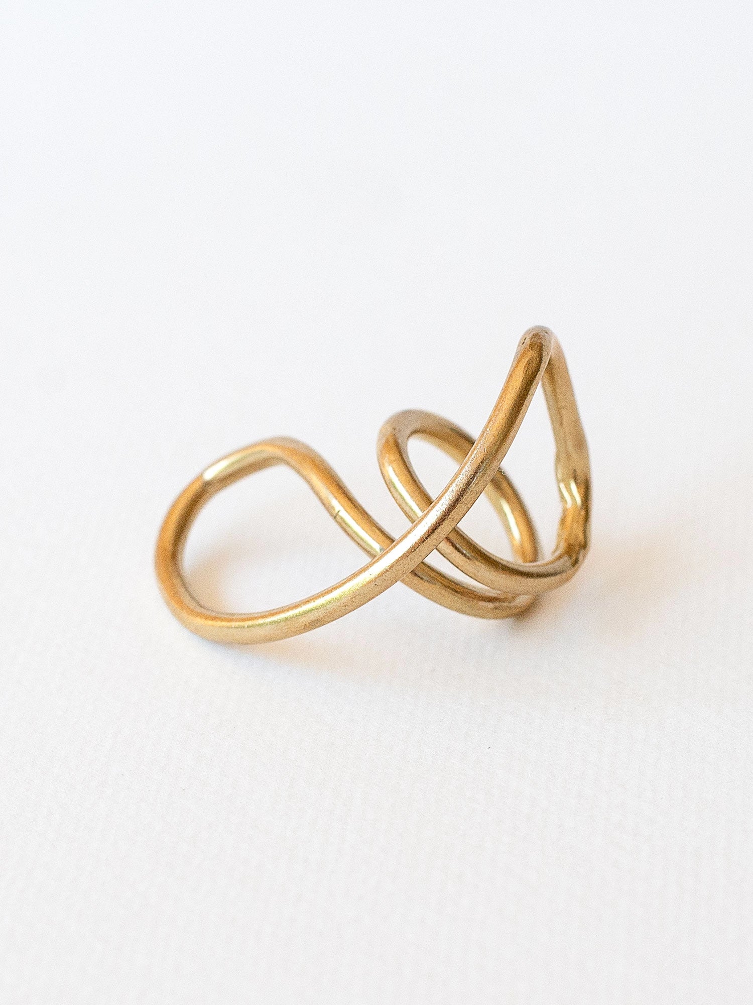 Brass spiral statement ring by Toronto Jeweler Michelle Ross