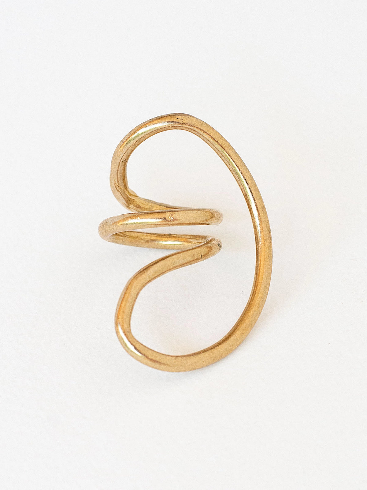 Brass spiral statement ring by Toronto Jeweler Michelle Ross