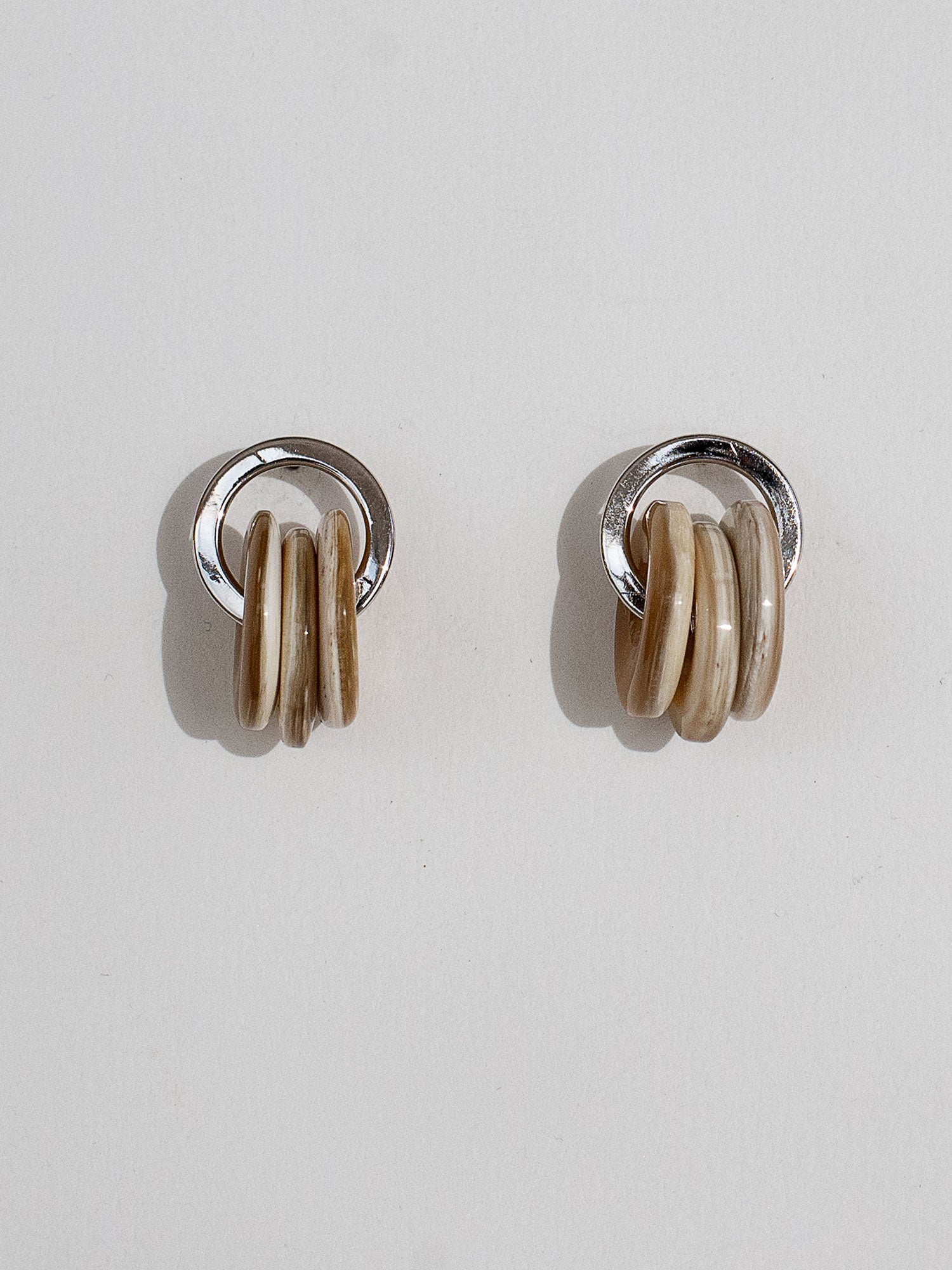 Sal Sterling Silver and Blond Horn Hoop Stud Earrings by Michelle Ross