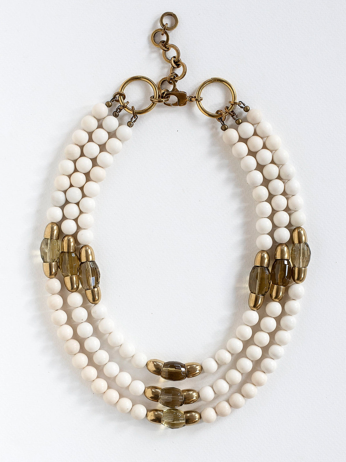 Sandia Brass, Riverstone and Lemon Quartz Necklace Michelle Ross