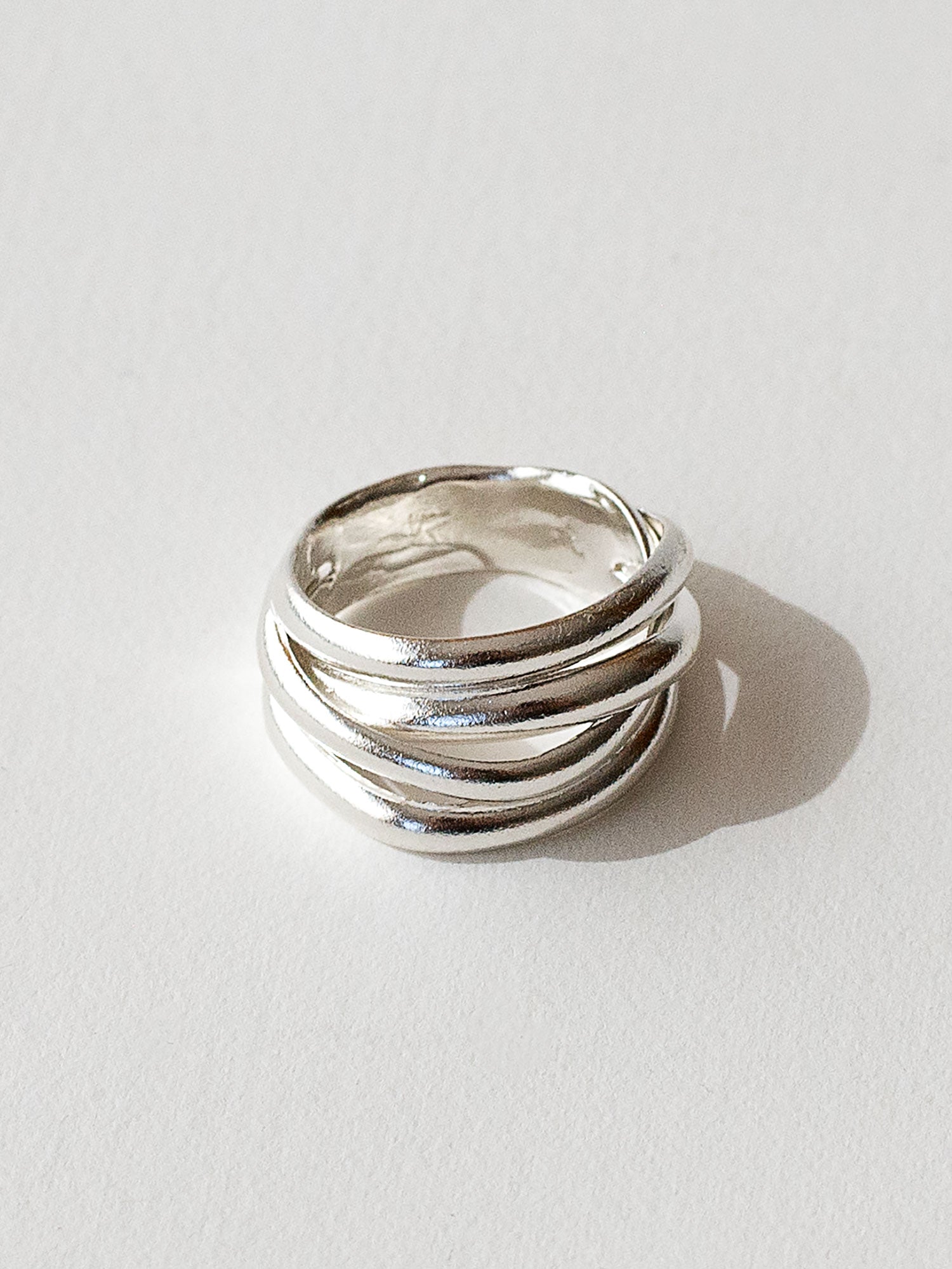 Handmade medium stacked sterling silver ring by Michelle Ross Toronto