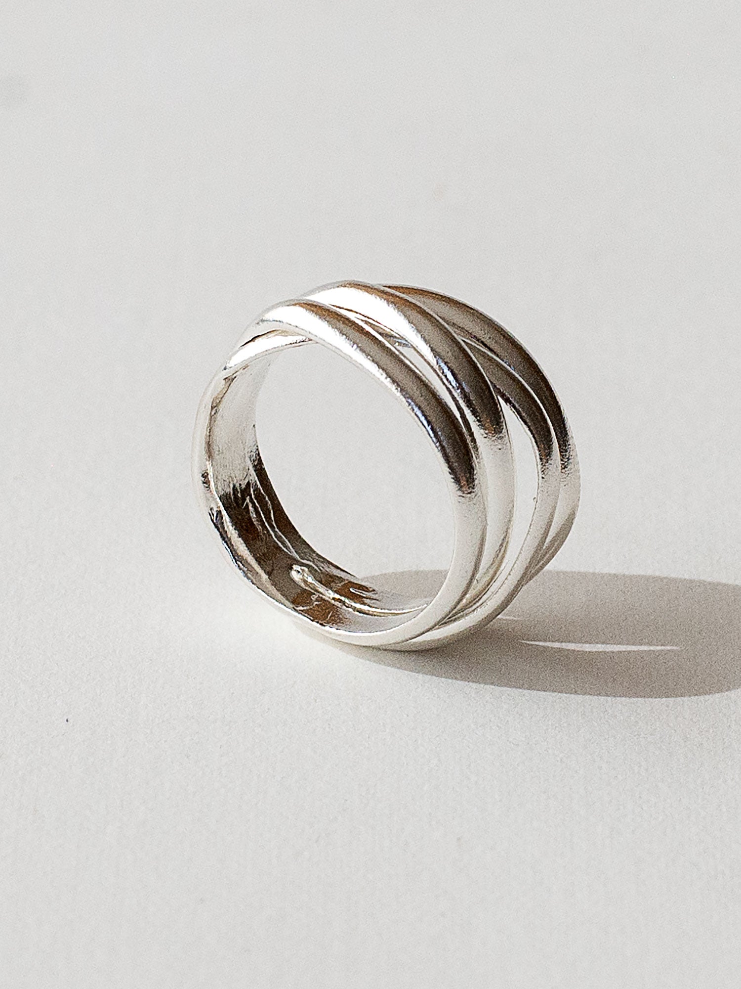 Handmade medium stacked sterling silver ring by Michelle Ross Toronto
