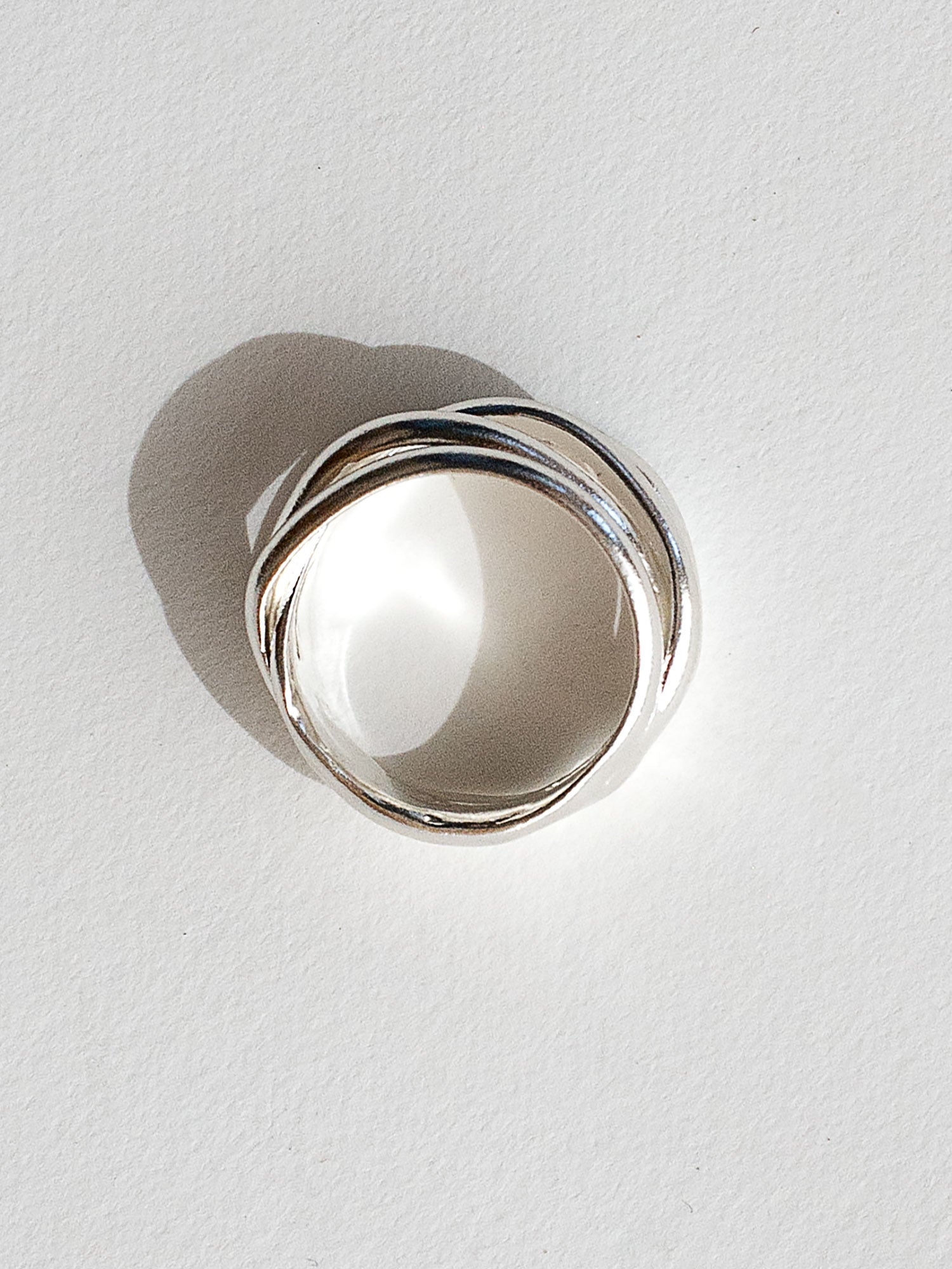 Handmade medium stacked sterling silver ring by Michelle Ross Toronto