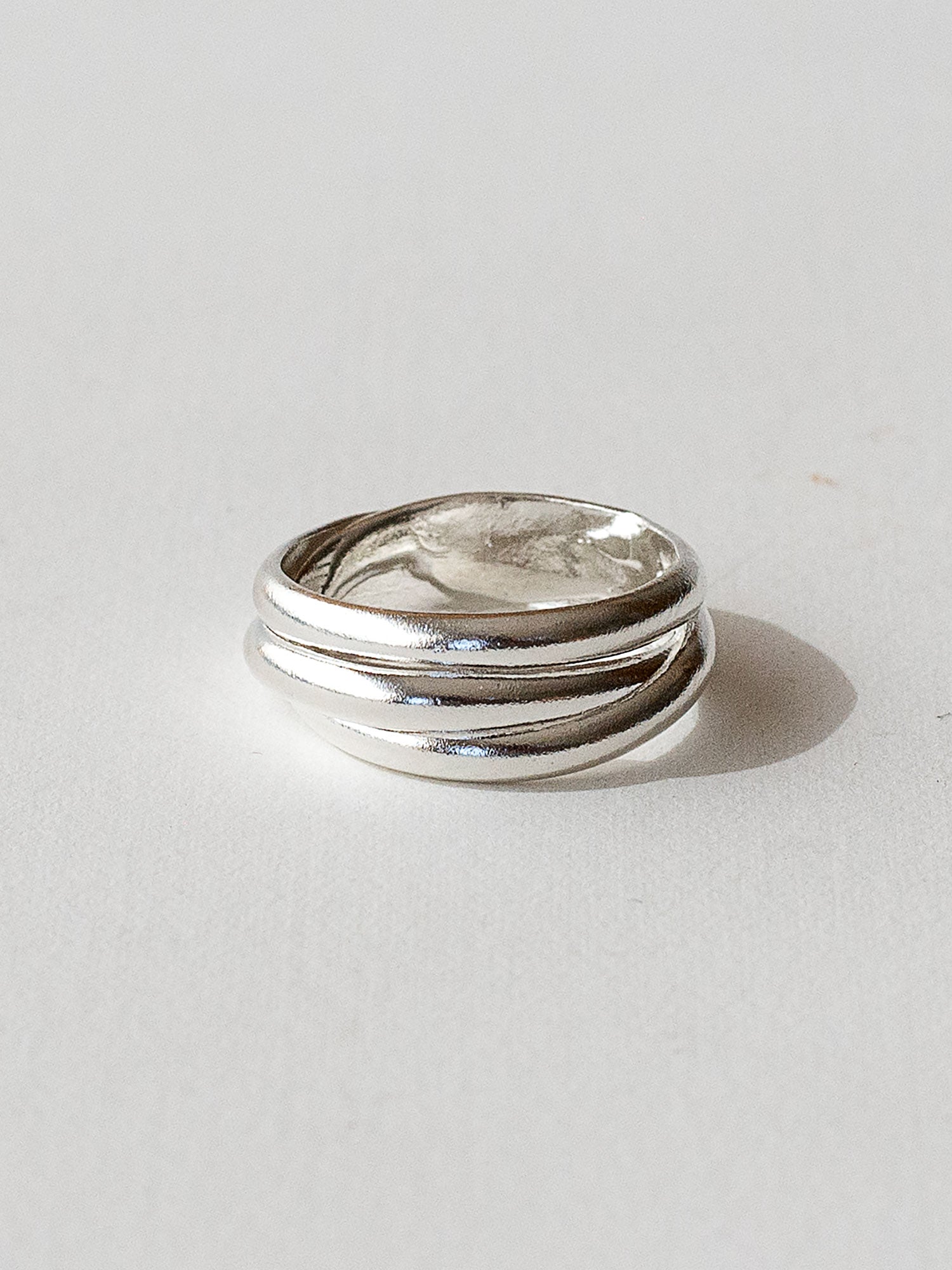 Handmade small stacked sterling silver ring by Michelle Ross Toronto