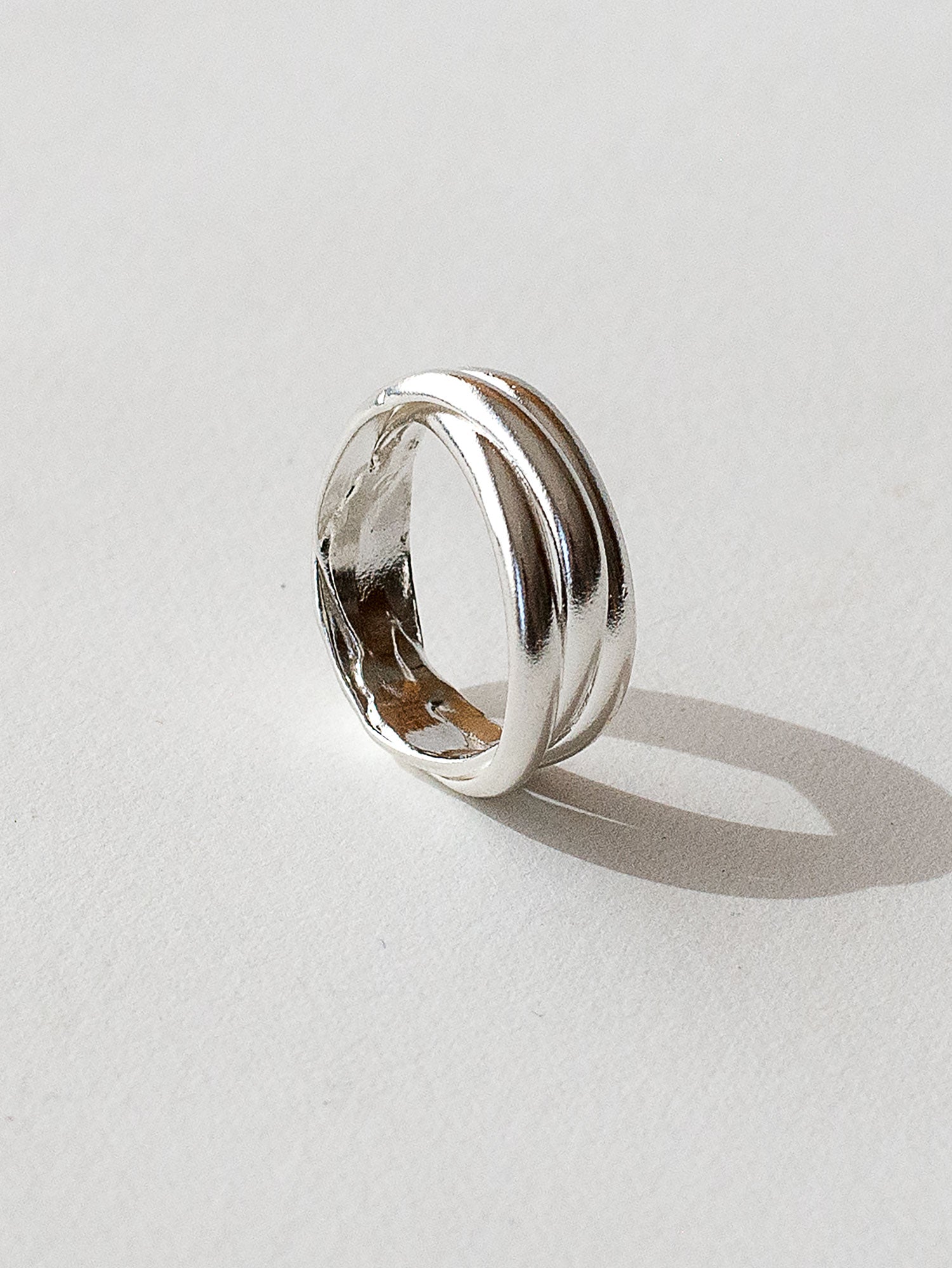 Handmade small stacked sterling silver ring by Michelle Ross Toronto