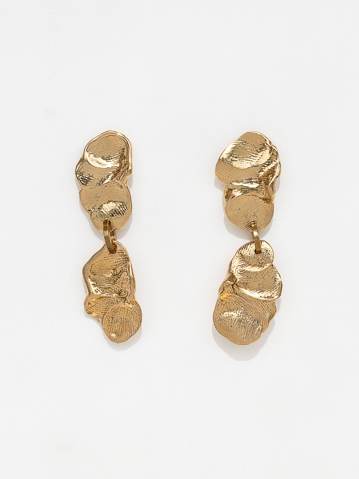 gold brass dangle earrings by Michelle Ross