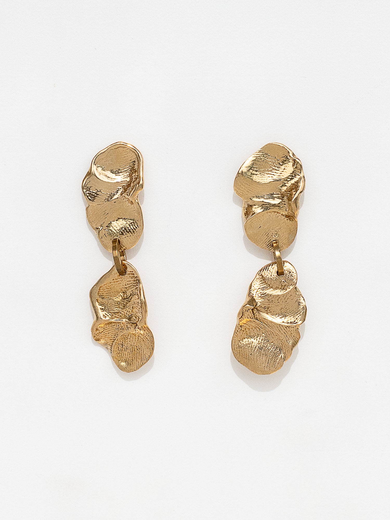 gold brass dangle earrings by Michelle Ross