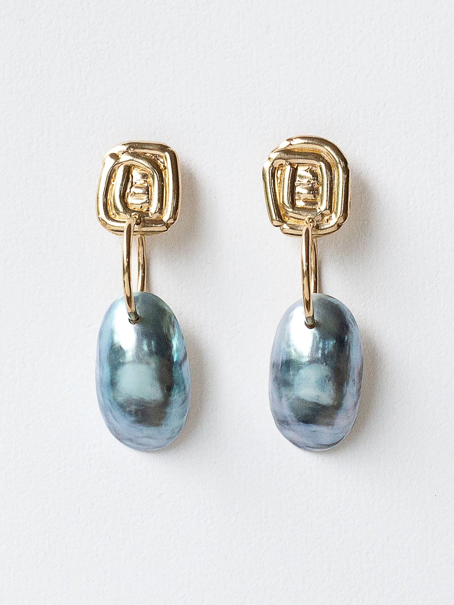 Selin Blue Mother of Pearl and Brass Drop Earrings Michelle Ross