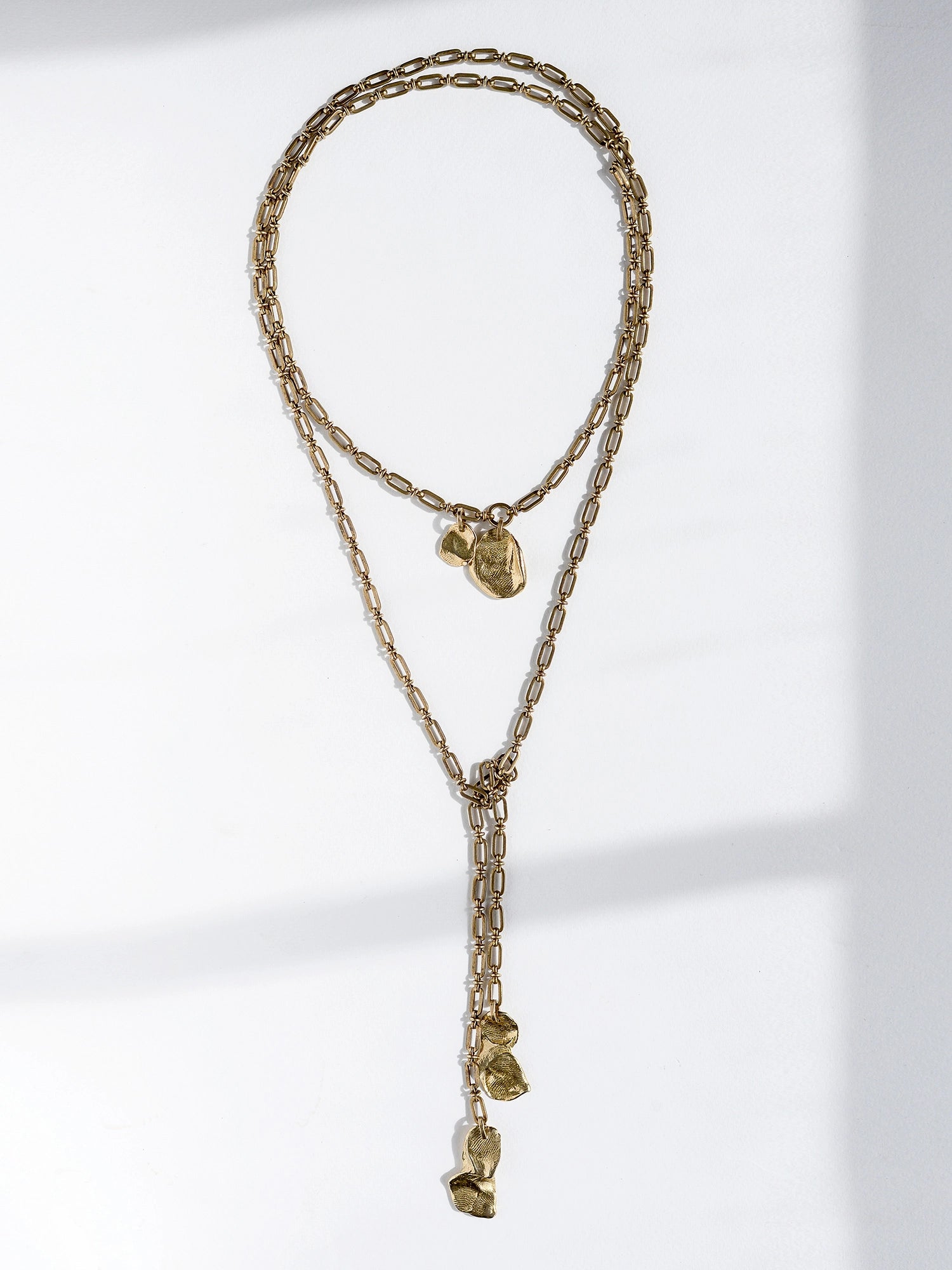 Shane Brass Chain Lariat Necklace Michelle Ross