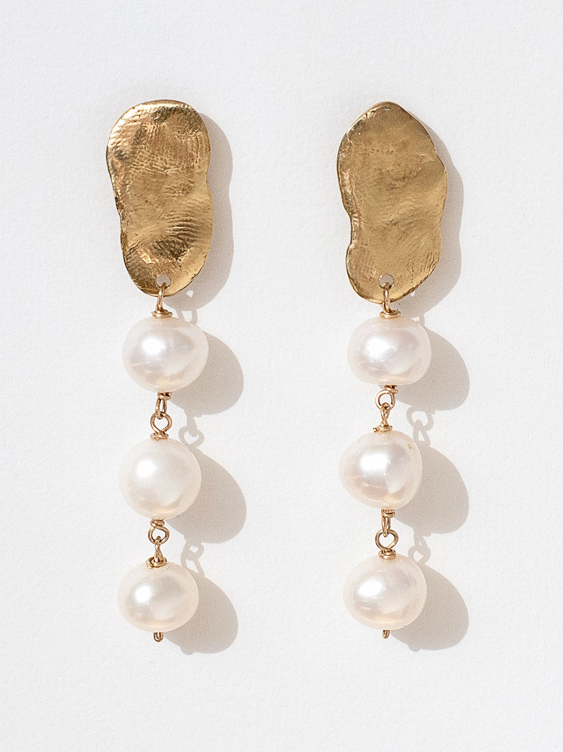 Shenelle Brass and Freshwater Pearl Earrings Michelle Ross