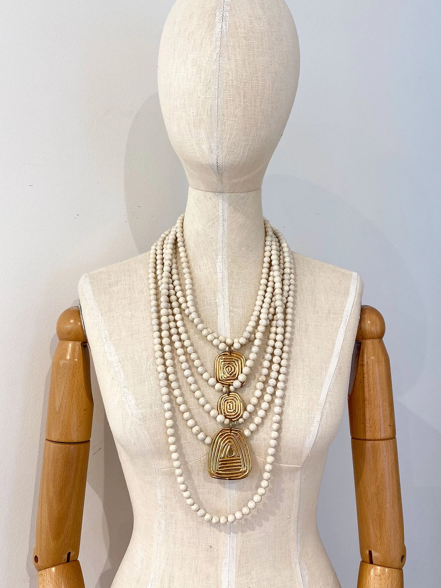 Shreya Riverstone and Brass Statement Necklace Michelle Ross