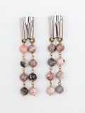 Silas Pink Zebra Jasper Rhodium Earrings Michelle Ross