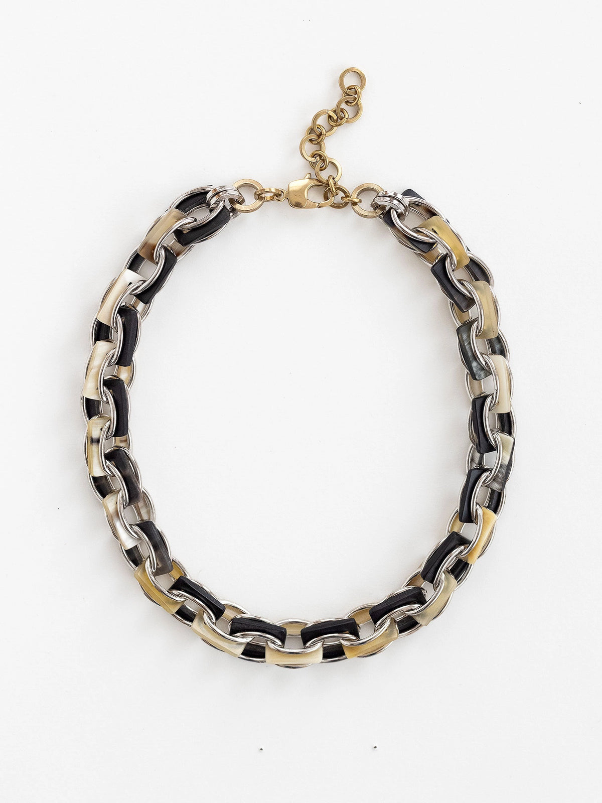 Sterling Silver and Horn Chain Link Necklace by Michelle Ross