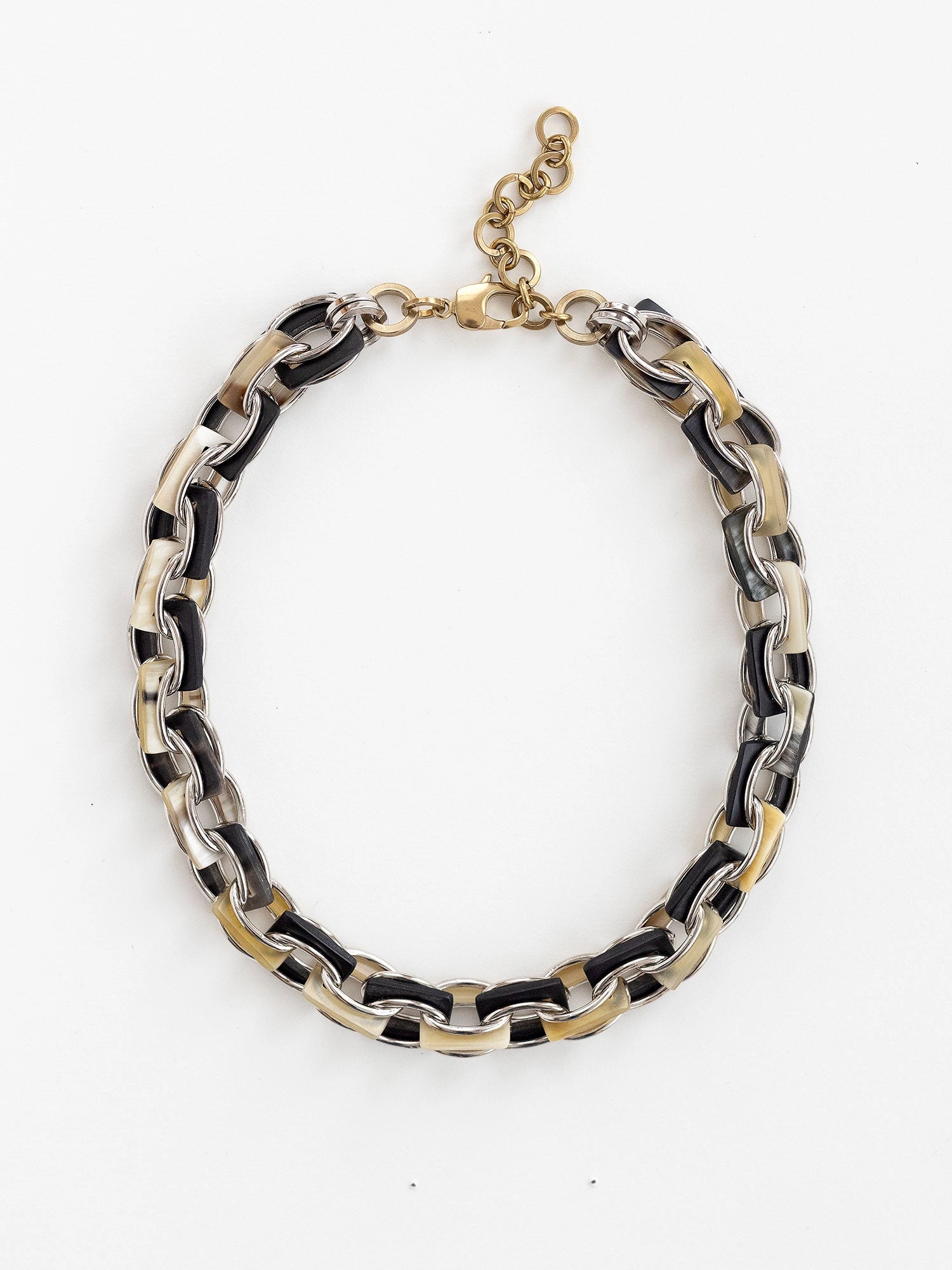 Sterling Silver and Horn Chain Link Necklace by Michelle Ross