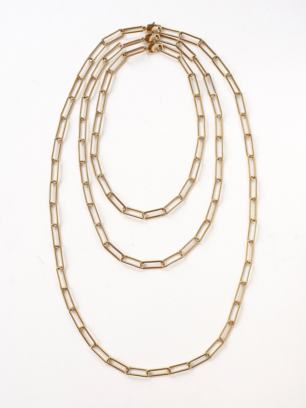 3 different lengths of Staple Chain Necklaces by Michelle Ross