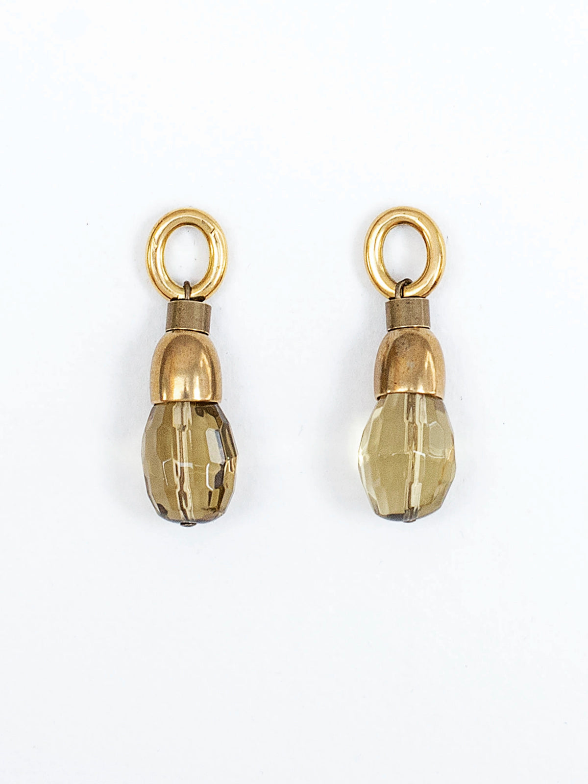 Steffi Lemon Quartz and Brass Drop Earrings Michelle Ross