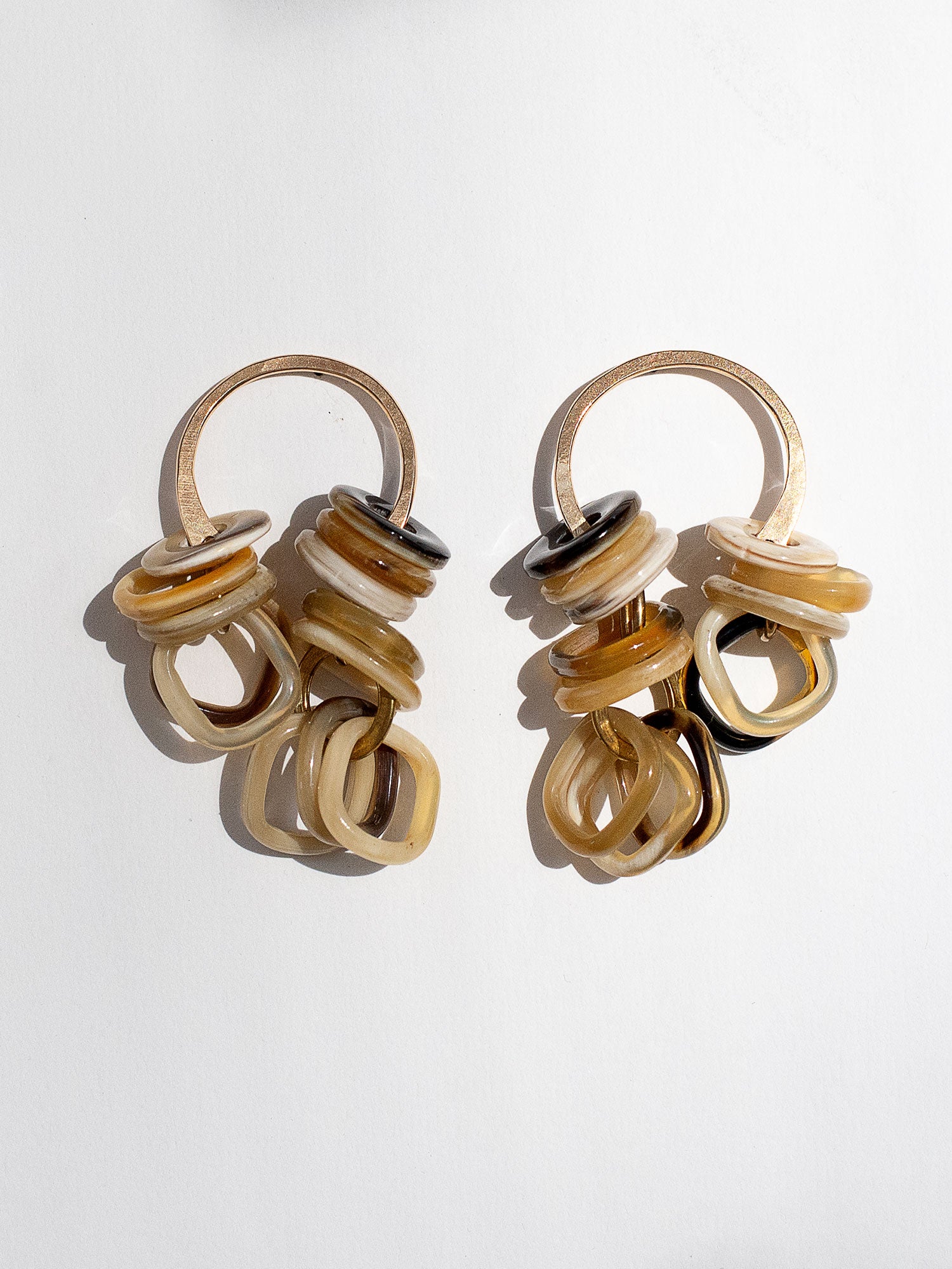 Syra Horn Dangly Statement Brass Contemporary Earrings by Michelle Ross