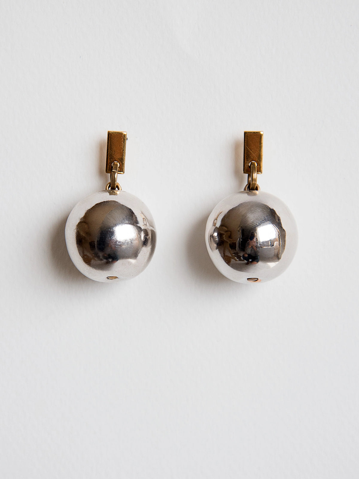 Toma Brass and Rhodium Ball Drop Earrings Michelle Ross