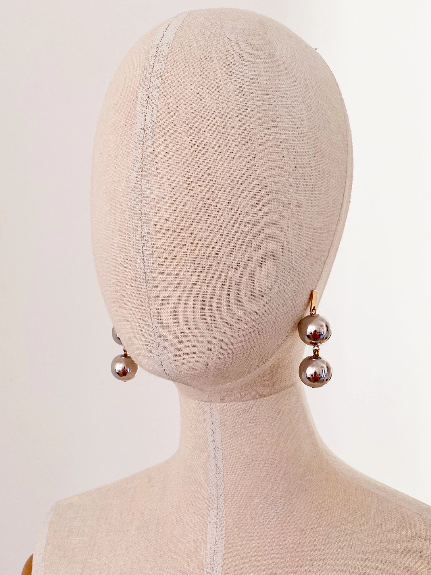 Tori Brass and Rhodium Silver Ball Drop Earrings Michelle Ross