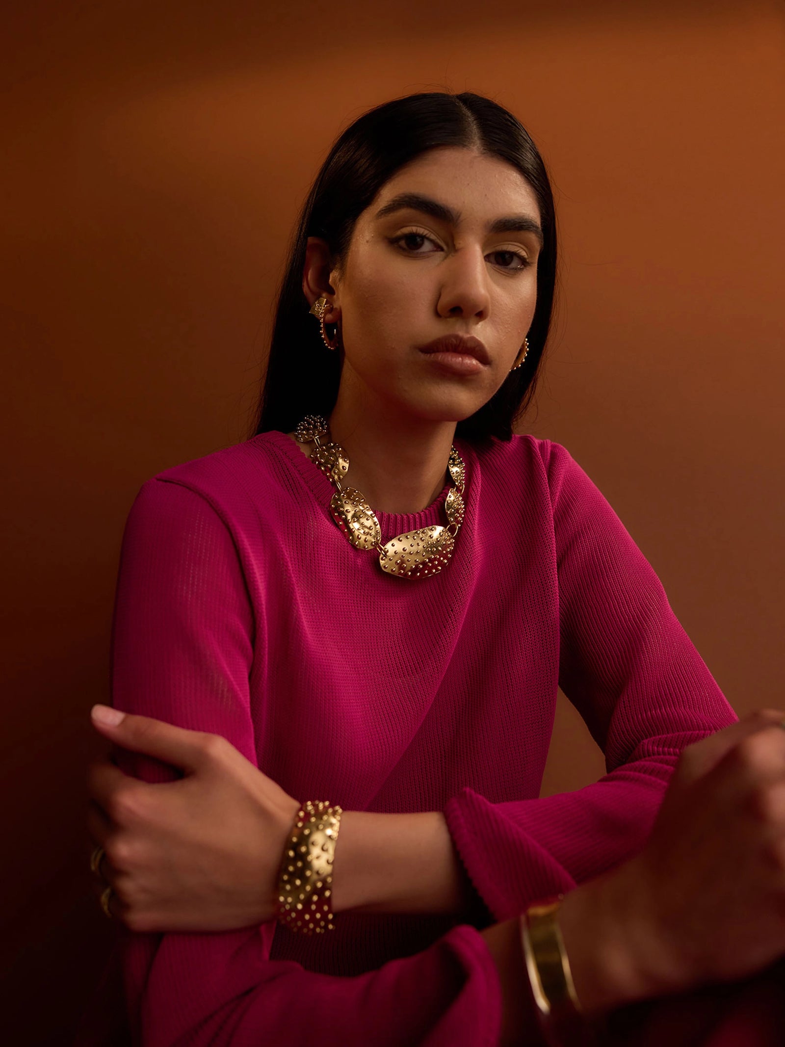 UFA Large Brass Thin Hoop Earrings by Michelle Ross