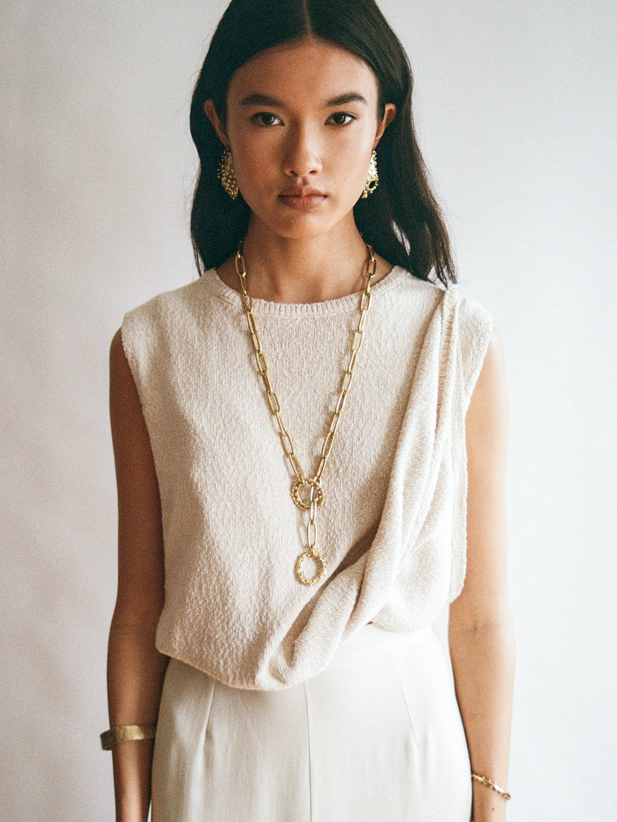 Unai Brass Chain Lariat Necklace by Michelle Ross