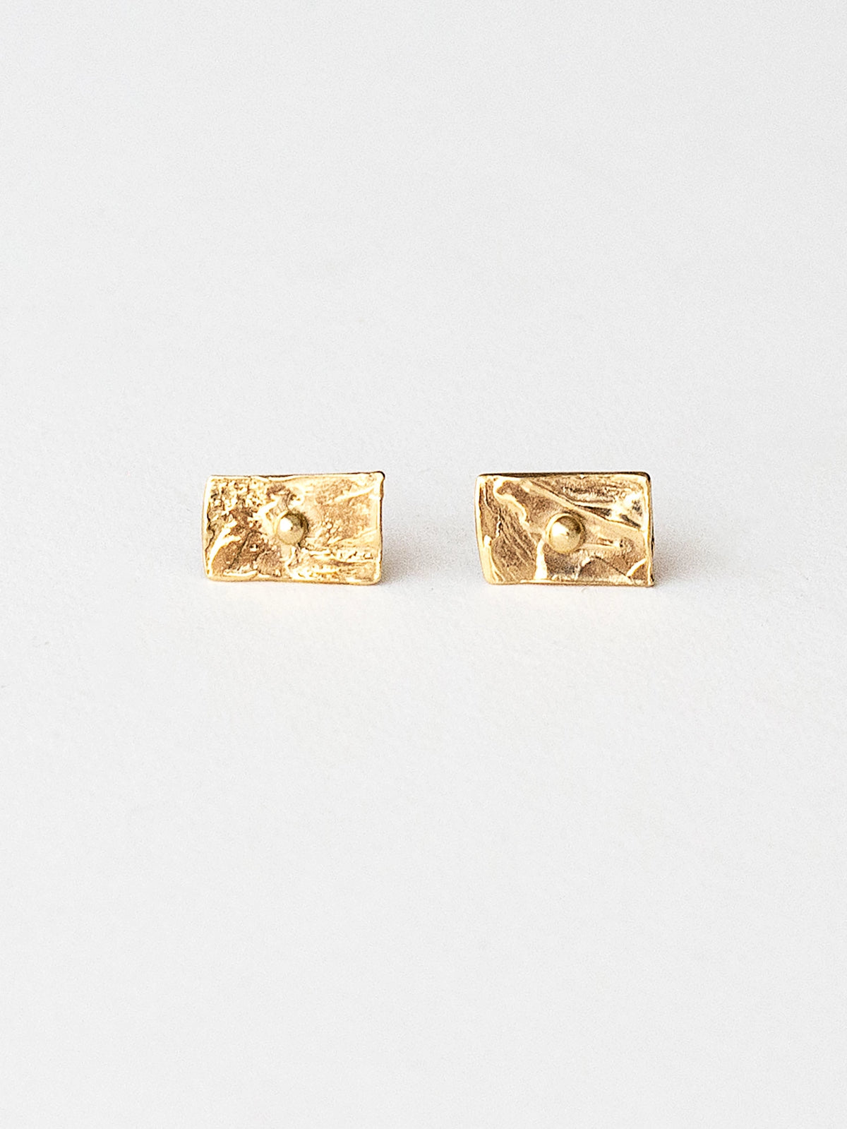 Uno Brass Rectangular Stud Earrings by Michelle Ross 