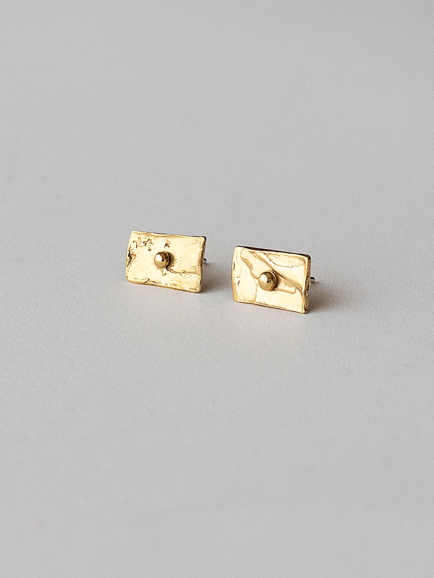 Uno Brass Rectangular Stud Earrings by Michelle Ross 