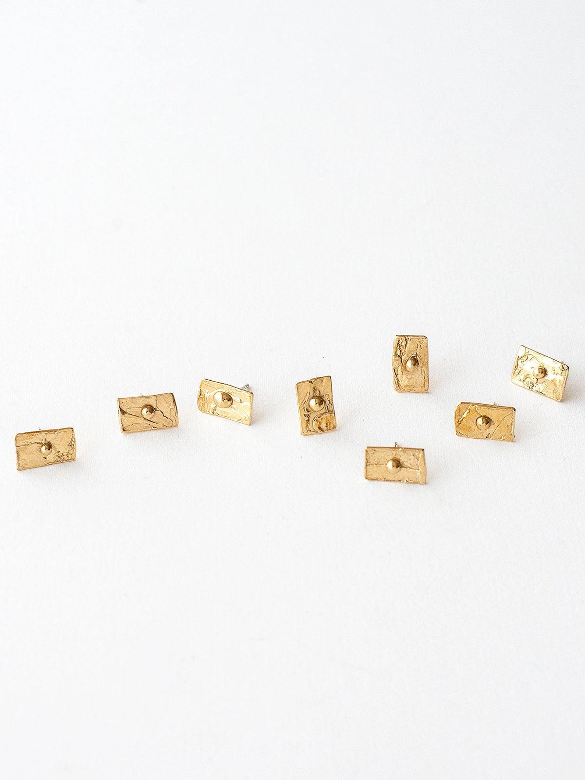 Uno Brass Rectangular Stud Earrings by Michelle Ross 