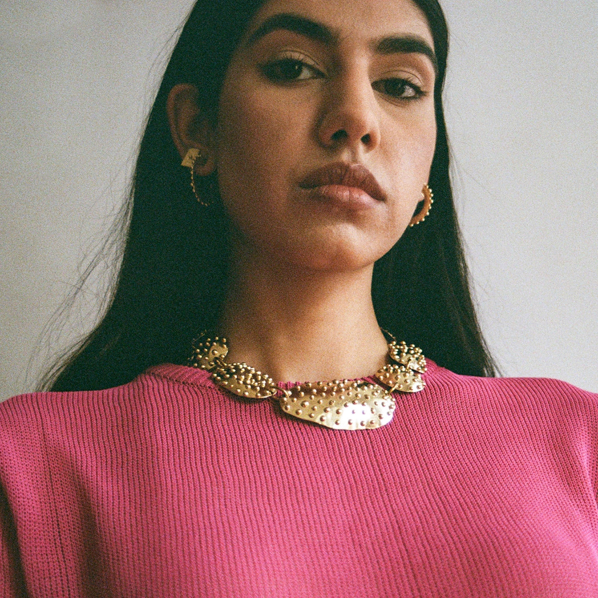 Uno Brass Rectangular Stud Earrings by Michelle Ross 