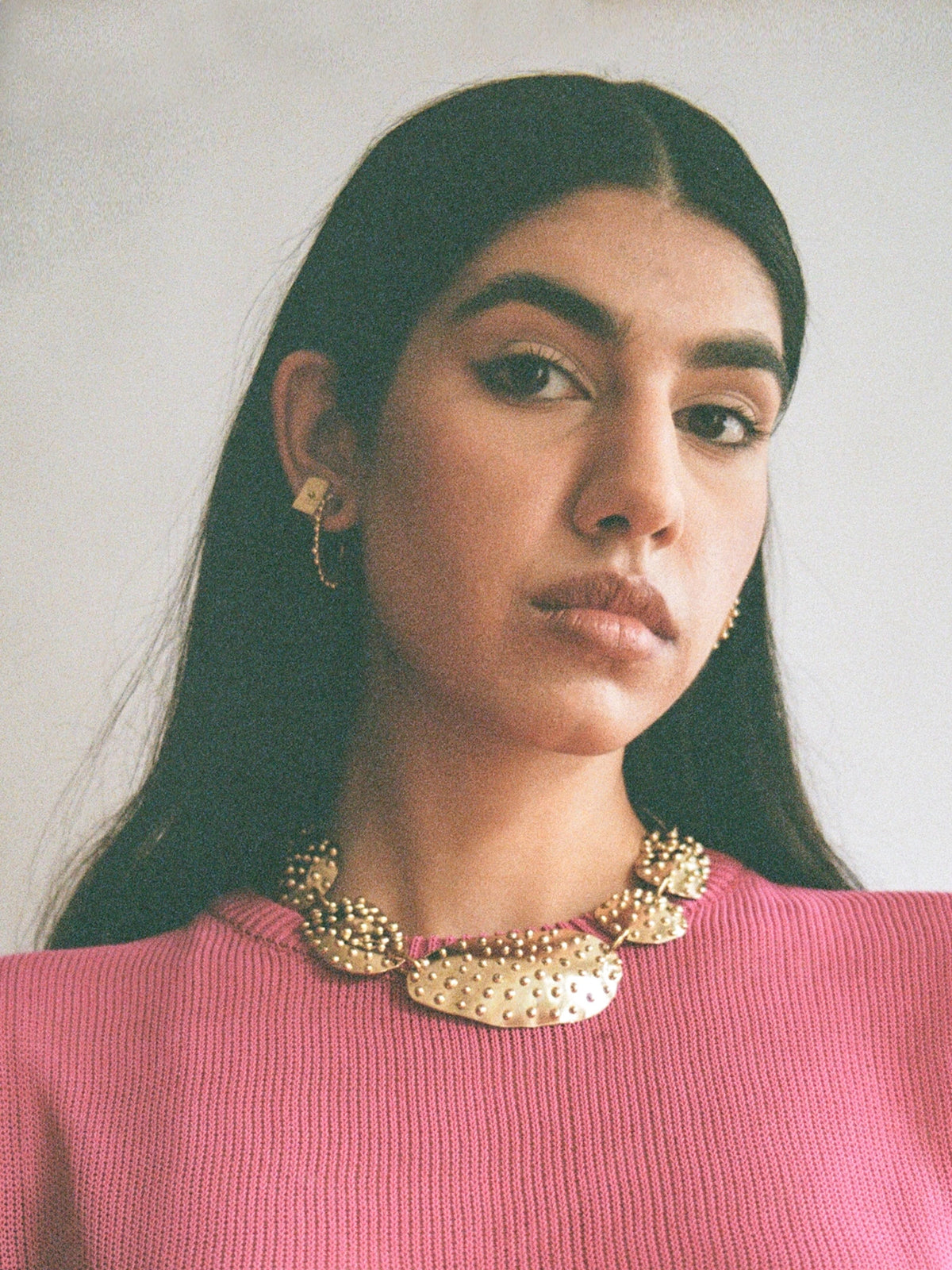 Uno Brass Rectangular Stud Earrings by Michelle Ross 