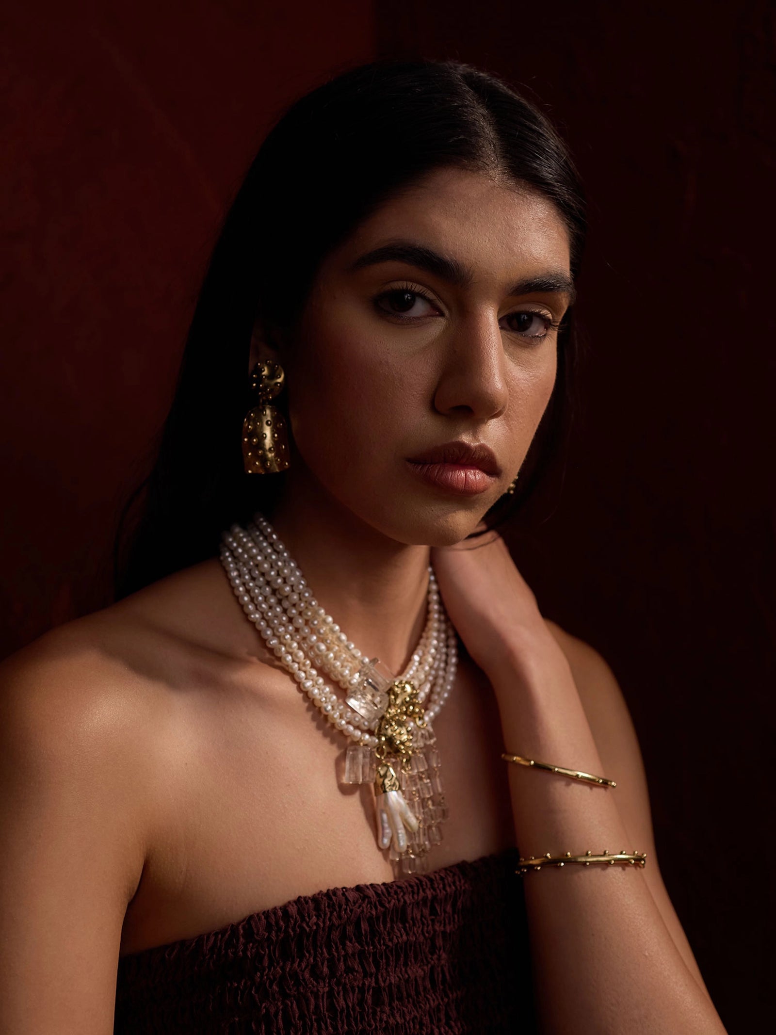 Uffi Thin Decorative Solid Brass Bangle Bracelet handmade by Michelle Ross