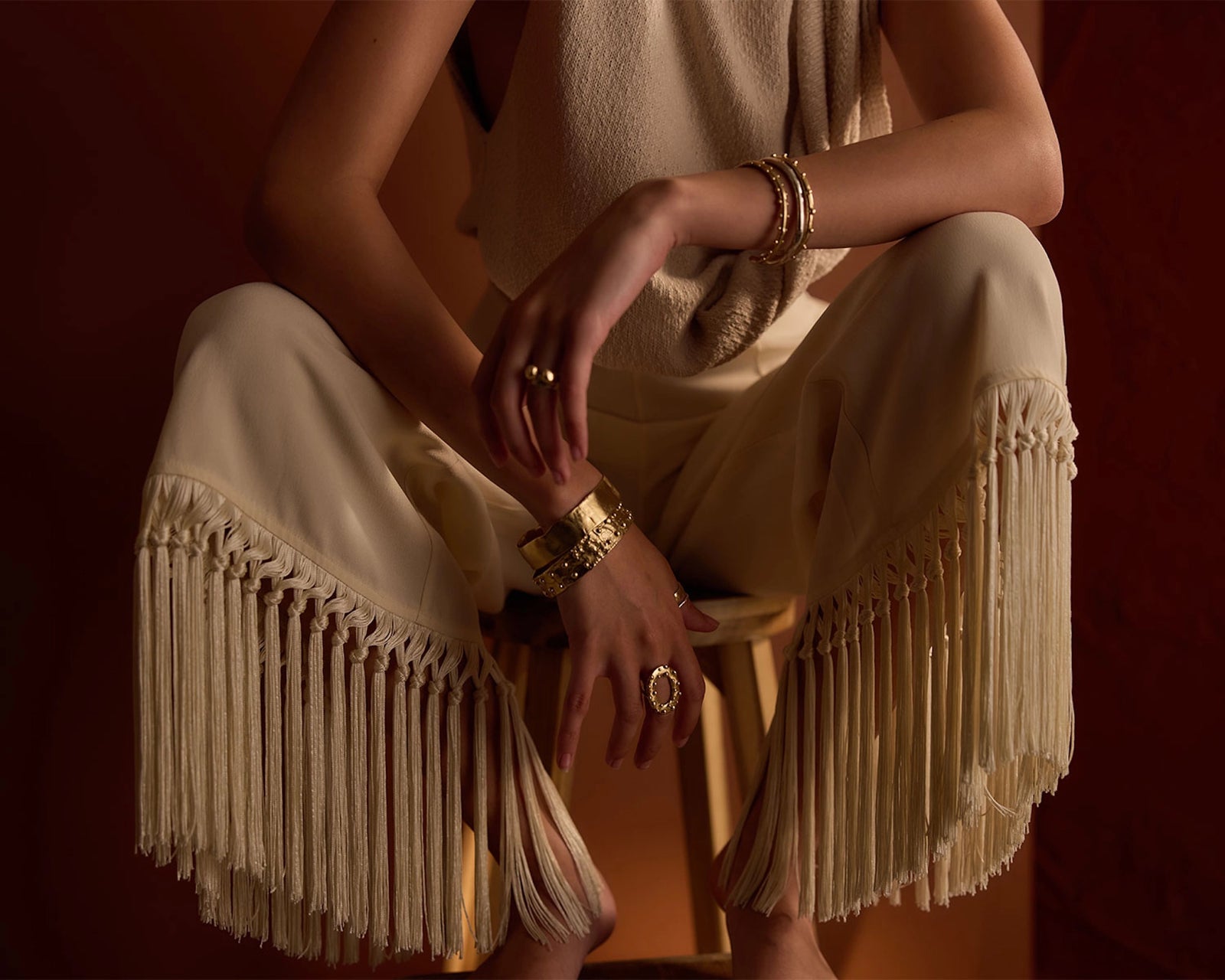 A handmade brass bangle bracelet by Michelle Ross