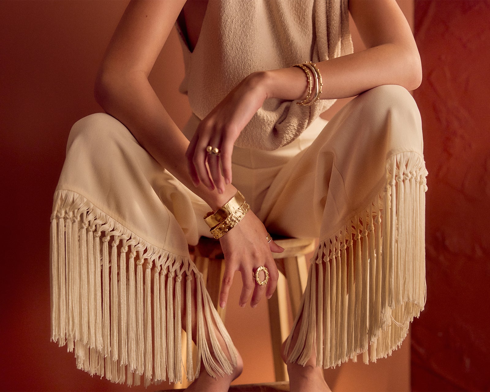 Contemporary Brass Statement Ring and Bracelets by Artisan Michelle Ross 