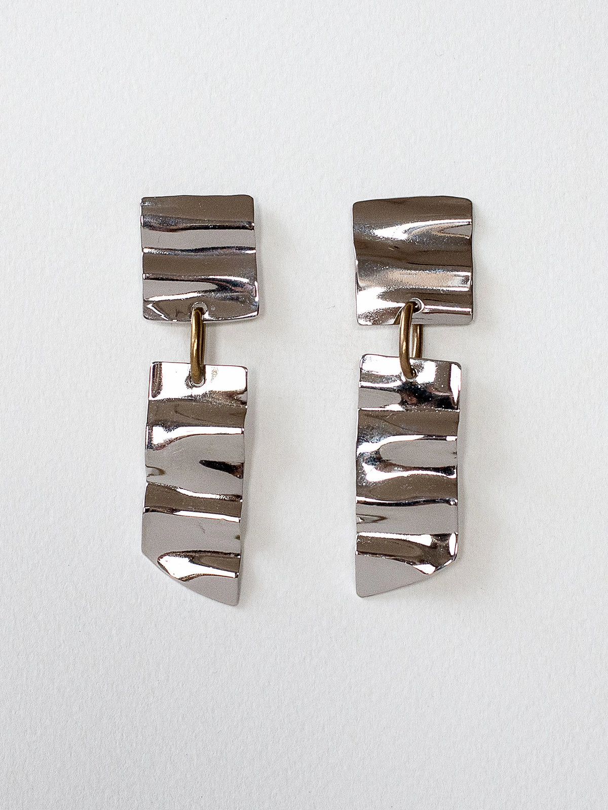 Wade Brass and Rhodium Earrings Michelle Ross