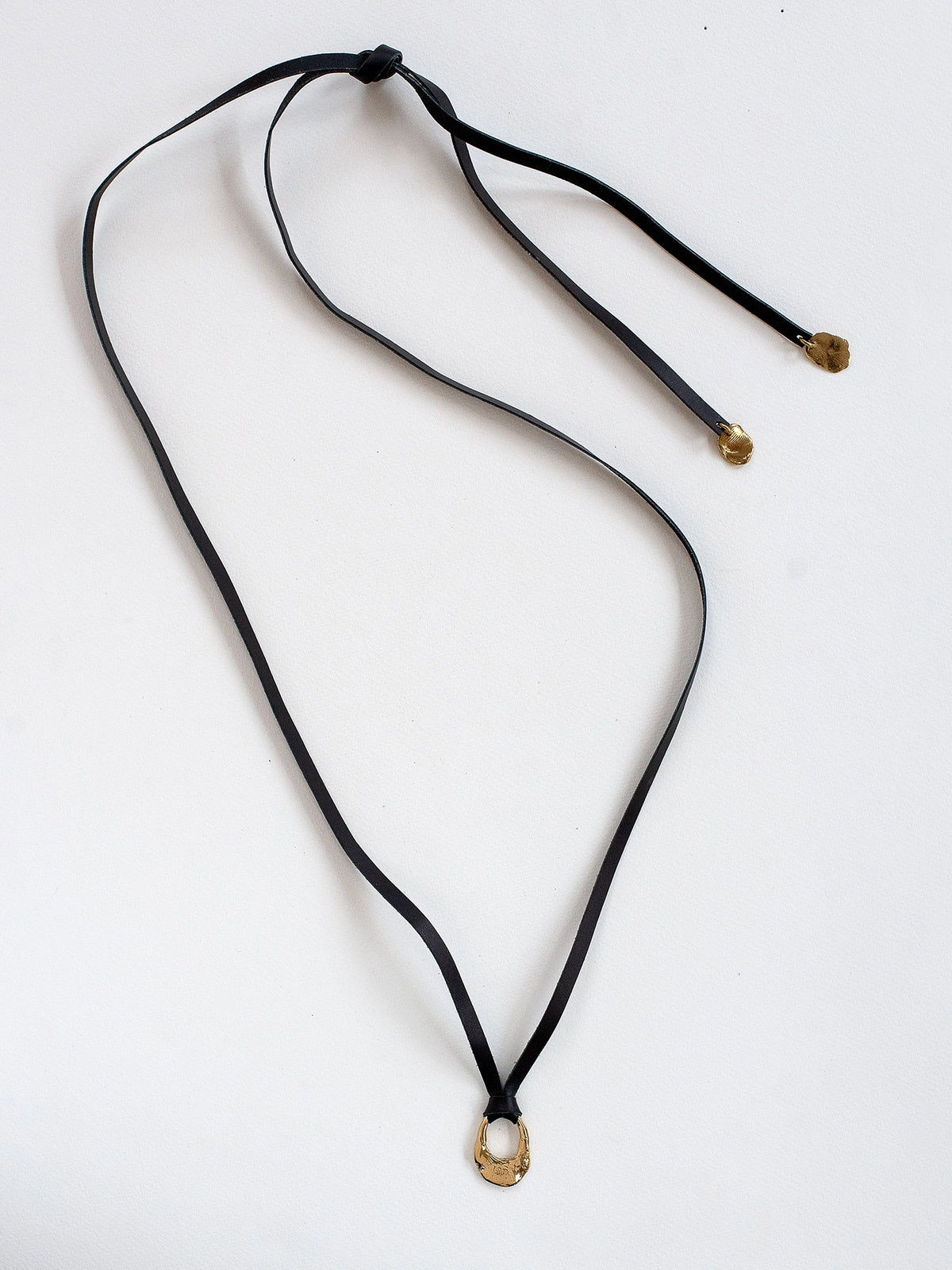 Wallace Brass and Leather Lariat Necklace Michelle Ross
