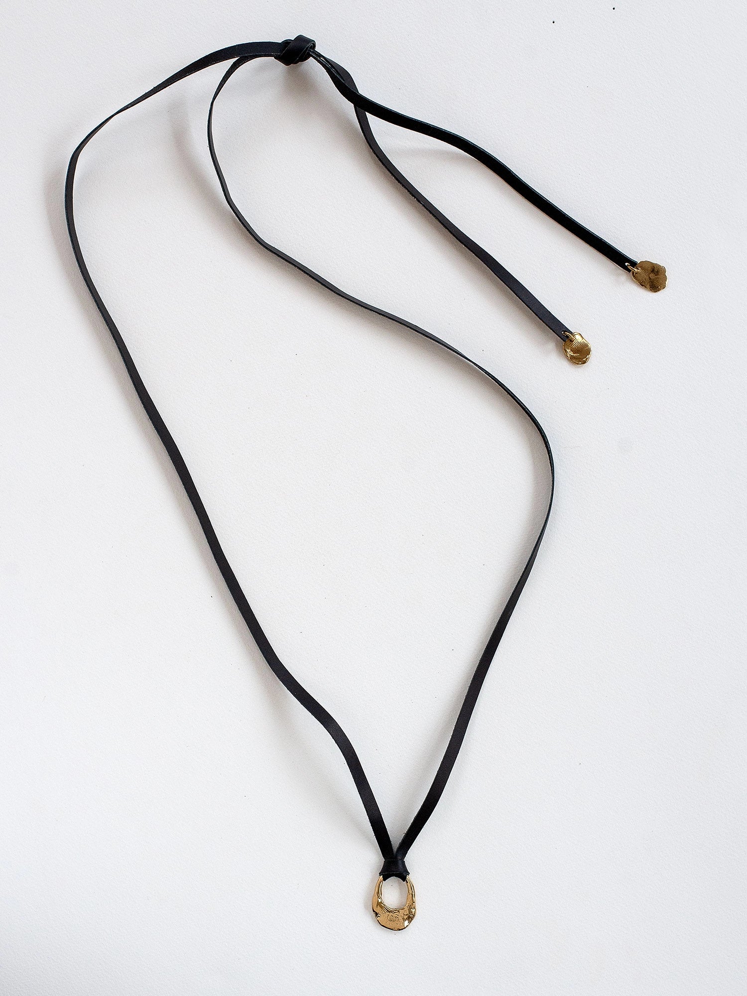 Wallace Brass and Leather Lariat Necklace Michelle Ross