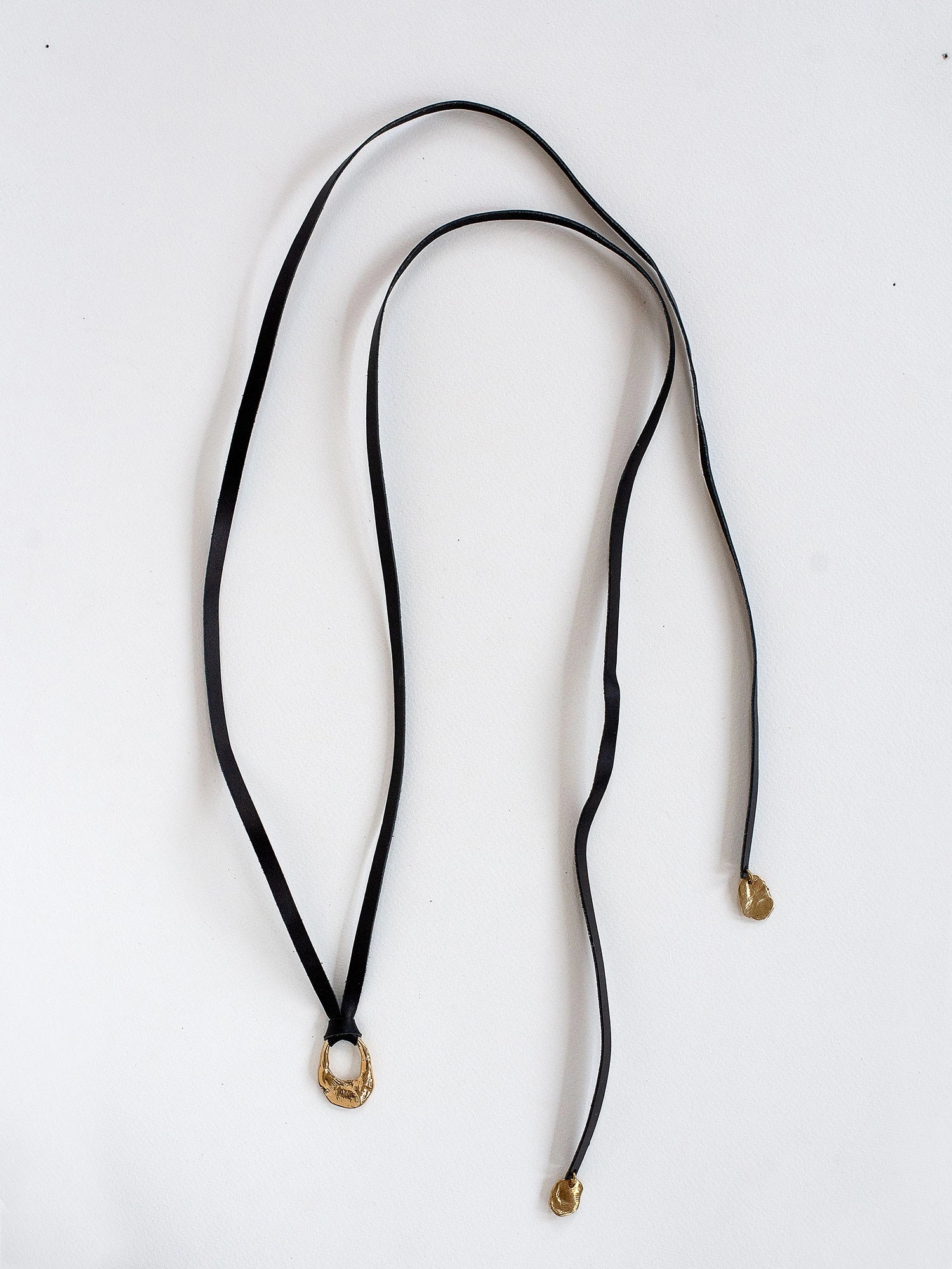 Wallace Brass and Leather Lariat Necklace Michelle Ross