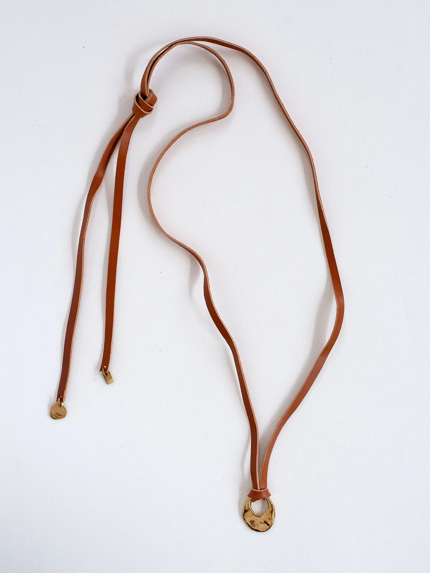 Wallace Brass and Leather Lariat Necklace Michelle Ross