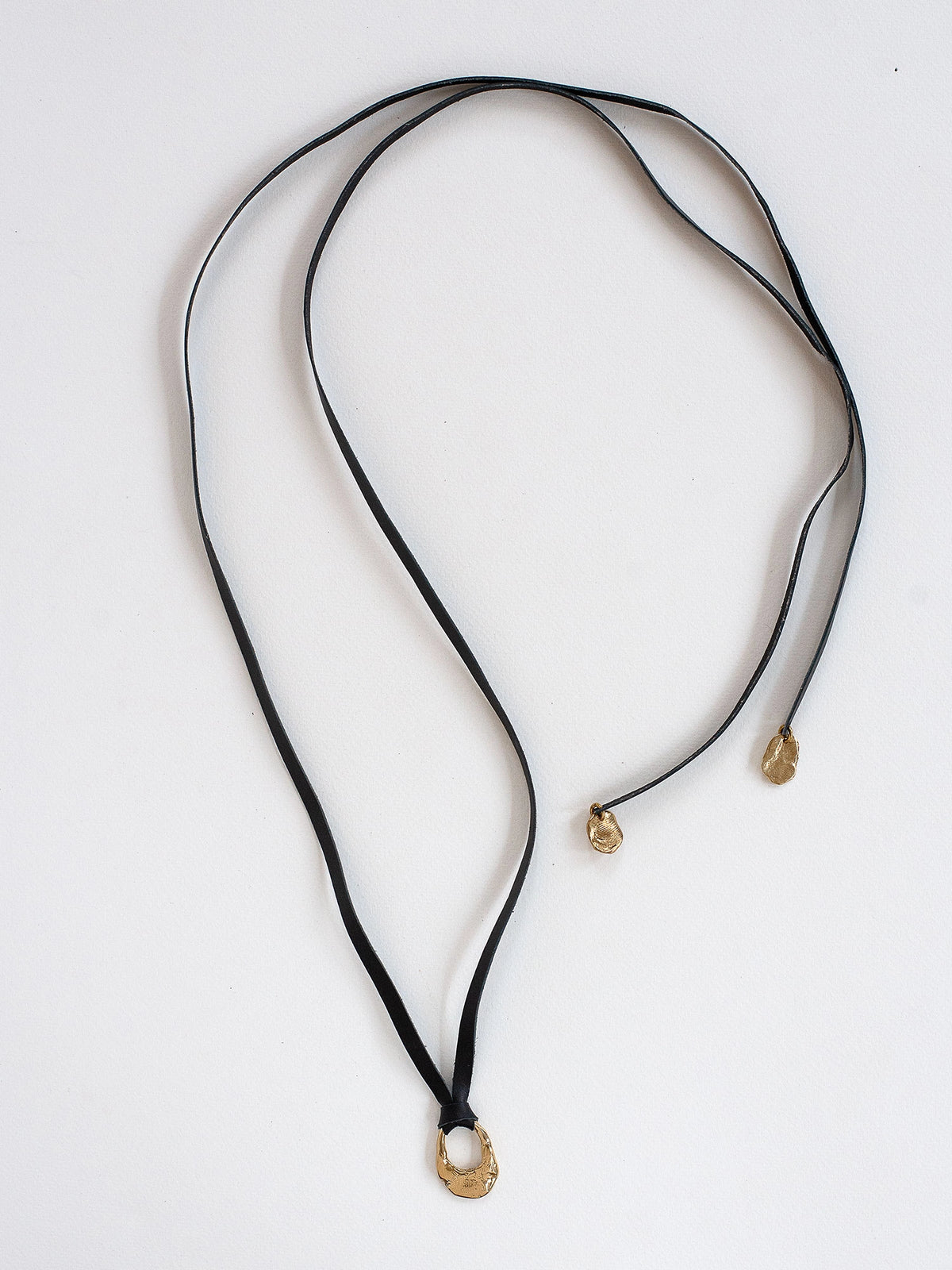Wallace Brass and Leather Lariat Necklace Michelle Ross