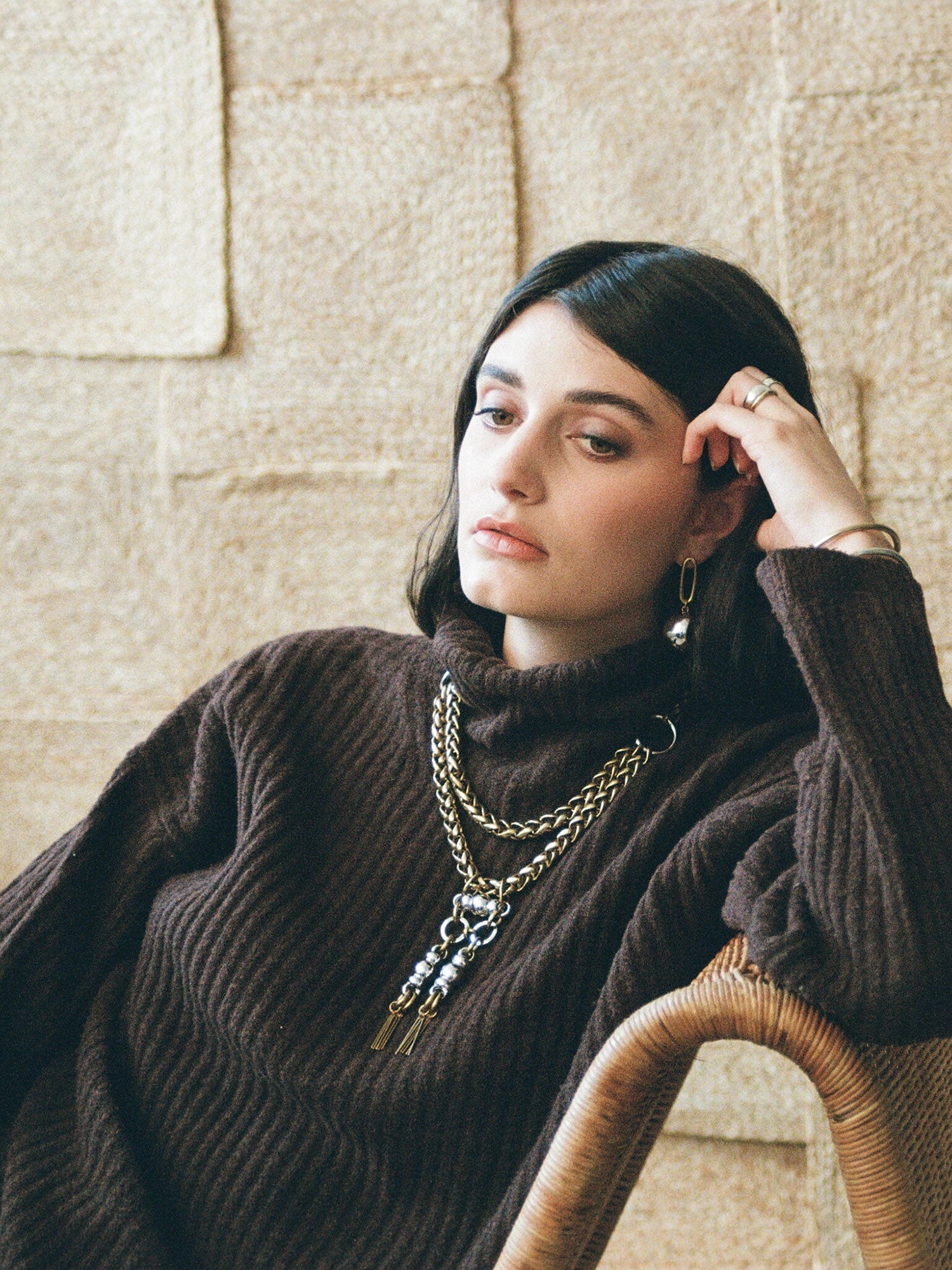 Zina Brass Rhodium Layered Chain Necklace Michelle Ross