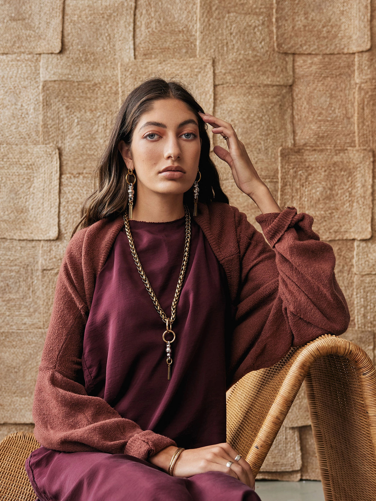 Zoe Brass Two Tone Earrings Michelle Ross